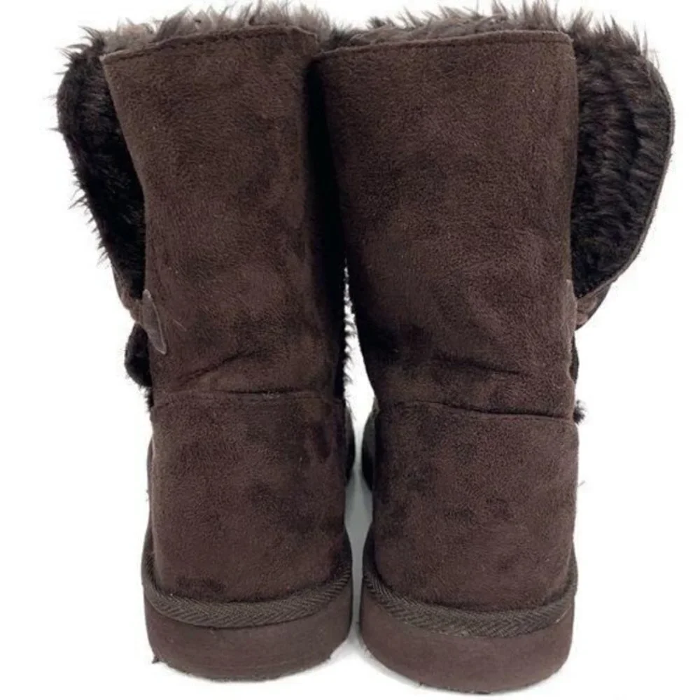 Bumper Brown Faux Suede & Fur Boots Size 7